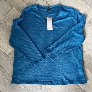 Elegant Teal V-Neck Sweater for Women